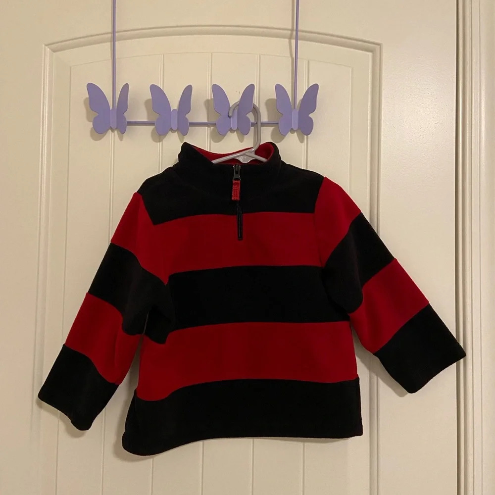 EUC |‎ Children’s Place toddler boy’s striped fleece quarter zip jacket — 3T